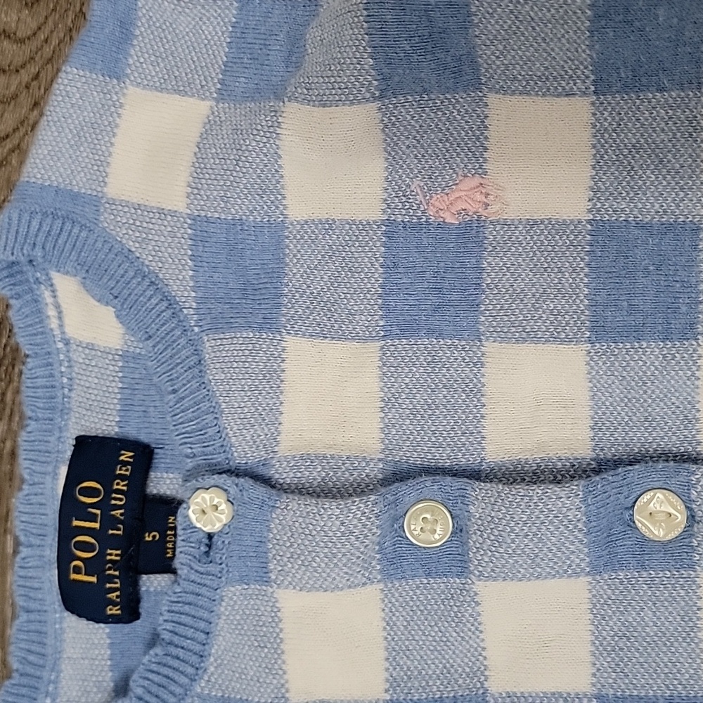 Polo by Ralph Lauren Women's Blue and White Checkered Sweater - Picture 2 of 5